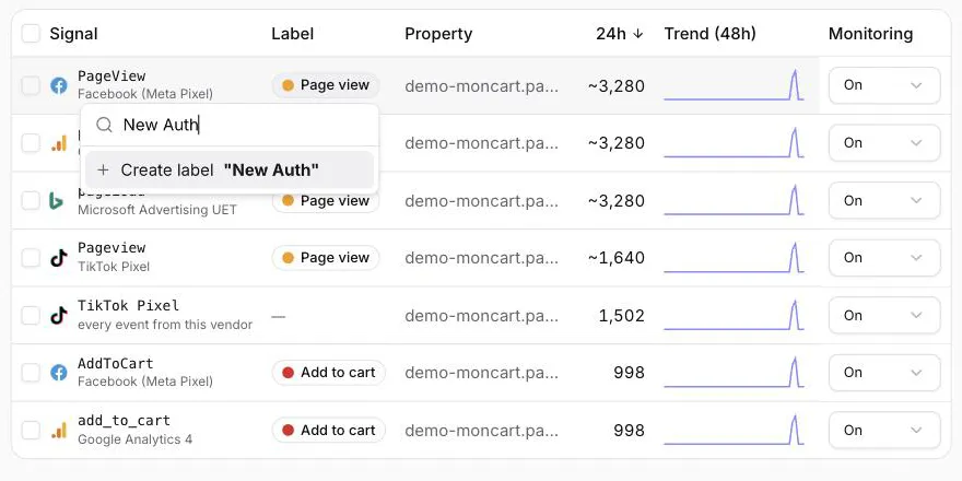 Typing a new label name in the label picker offers to create it